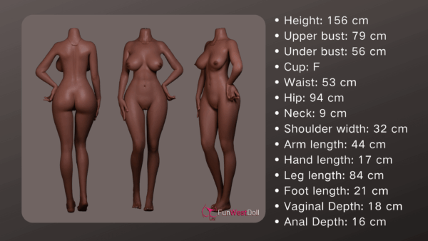 Bella #037S 156cm, F-Cup, FunWestDoll, Silicona, Piel Bronceada - Imagen 31